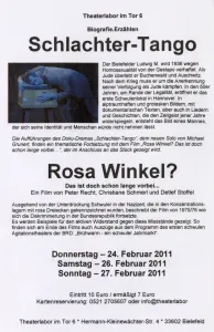 Flyer „Schlachtertango“ und „Rosa Winkel? Das ist doch schon lange vorbei…“, 2011. Stadtarchiv Bielefeld, Bestand 400,70/ Zeitgeschichtliche Sammlung, Nr. 7980.