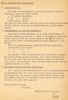 Zusammenstellung der (ehemaligen) Wohnungen in jüdischem Besitz in Bielefeld (Stadt), 1939.