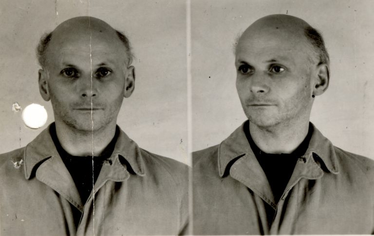 Polizeiliches Foto von Ludiwg Meyer, wahrscheinlich 1949. Stadtarchiv Bielefeld, Bestand 200,27/Nachlass Emil und Maria Gross, Nr. 143