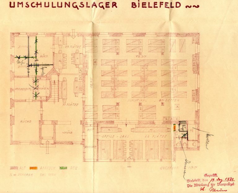 Umbauplan für das Hauptgebäude Schloßhofstraße 73a vom 19.12.1939.