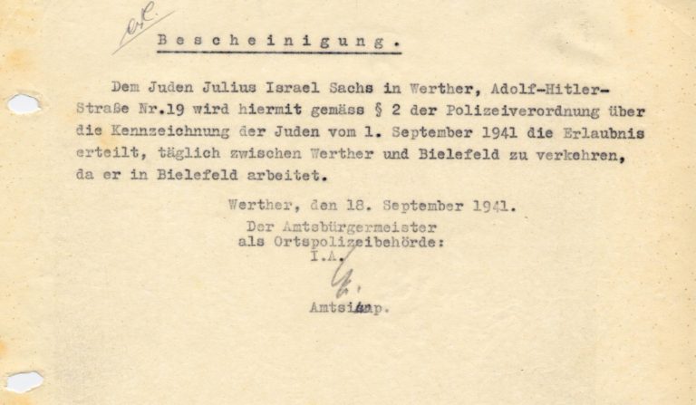 Erlaubnis Benutzung der Kleinbahn 18. September 1941.