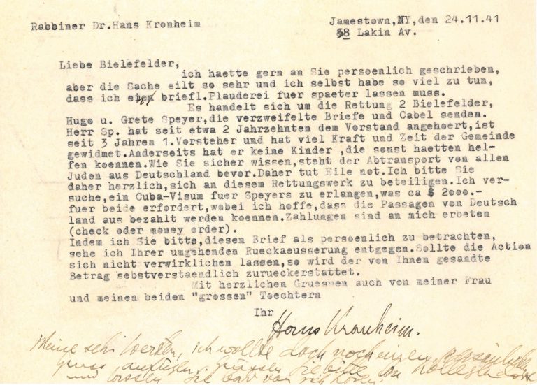 Der Hilfeaufruf des Rabbiners Kronheim zur Rettung der Speyers blieb vergeblich.